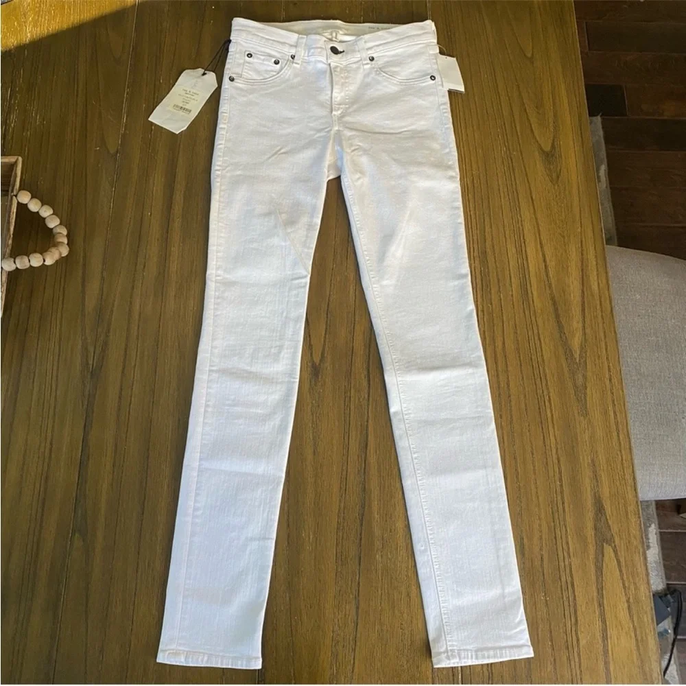 Rag and Bone mid rise white skinny jeans